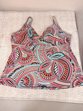 Croft & Barrow Woman plus size multicolor swim tankini top sz 20W